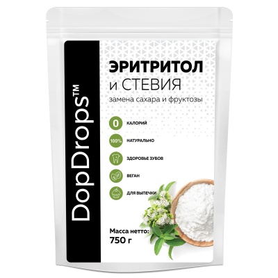 Натуральный заменитель сахара DopDrops Эритритол 1:1 750 гр