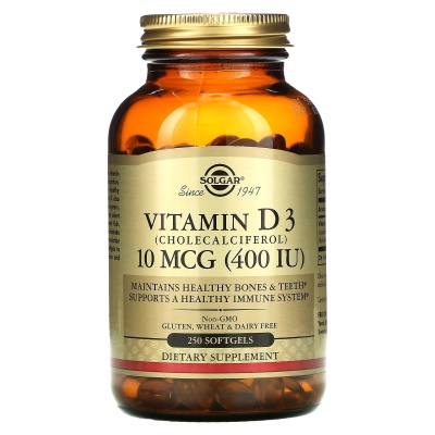Витамины Solgar Vitamin D3 10 мкг 400 IU 250 капсул