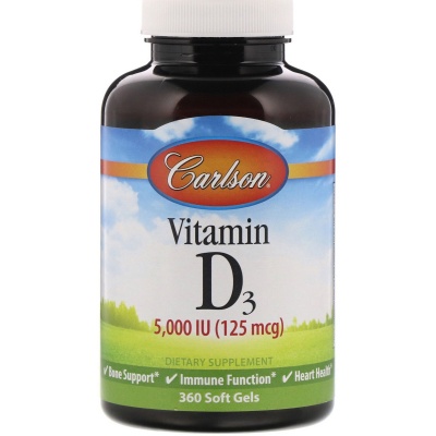 Витамин Carlson Labs Vitamin D3 5000 UI 125 мкг 360 капсул