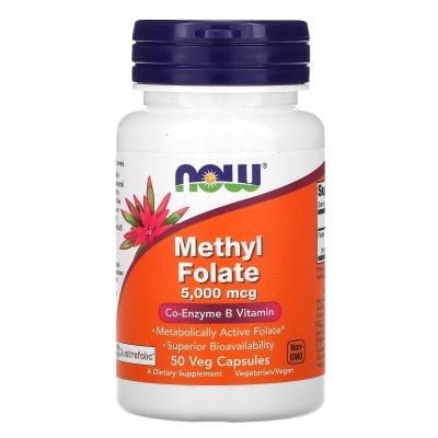 Фолиевая кислота Now Foods Methyl Folate 5000 мкг 50 капсул