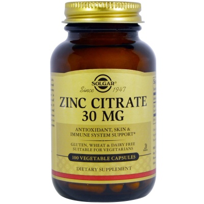 Витамины Solgar ZINC CITRATE 30 мг 100 капсул