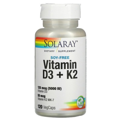Витамины Solaray Vitamin D3+K2  120 капcул