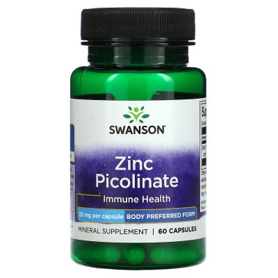 Витамины Swanson Zinc Picolinate 22 мг 60 капсул