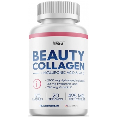 Коллаген Health Form коллаген + гиалуронка + вит C  120 капсул