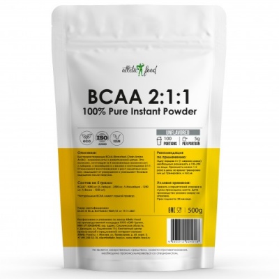 БЦАА Atletic Food 100% Pure BCAA Instant 2:1:1 500 гр