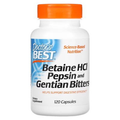Антиоксидант Doctor’s Best Betaine HCL Pepsin and Gentian Bitters 120 капсул