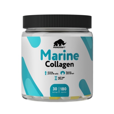 Коллаген Prime Kraft Hydrolyzed marine collagen peptides 180 капсул