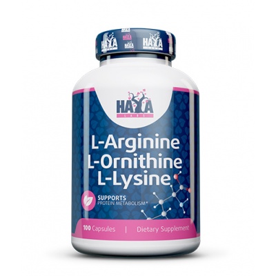 Аминокислота Haya Labs L-Arginine L-Ornithine L-Lysine 100 капсул
