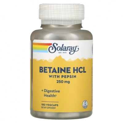 Витамины Solaray Betaine HCI with Pepsin 250 мг 180 капсул