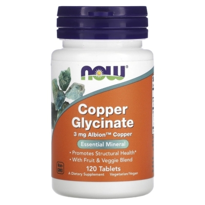 Витамины NOW Copper Glycinate 3 мг 120 таблеток