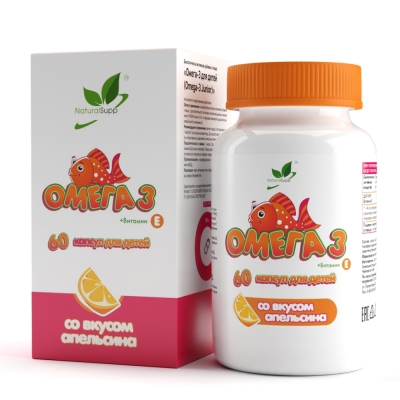 Антиоксидант NaturalSupp Комплекс детский Омега-3 с витамином Е 60 капсул